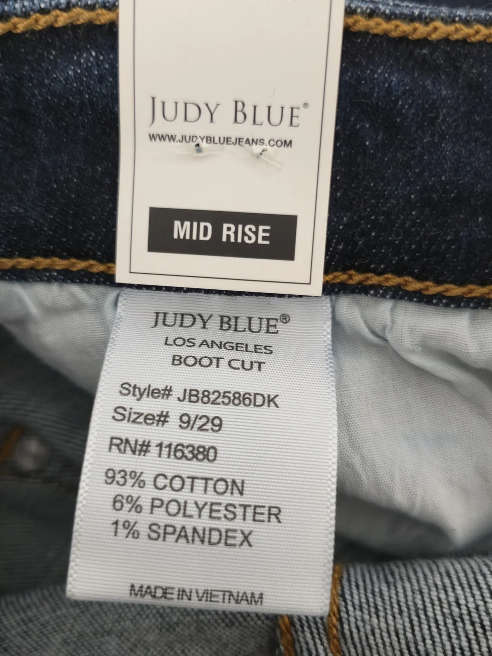 Judy Blue Mid Rise Bootcut Jeans Size 9/29 Dark Wash NWT
